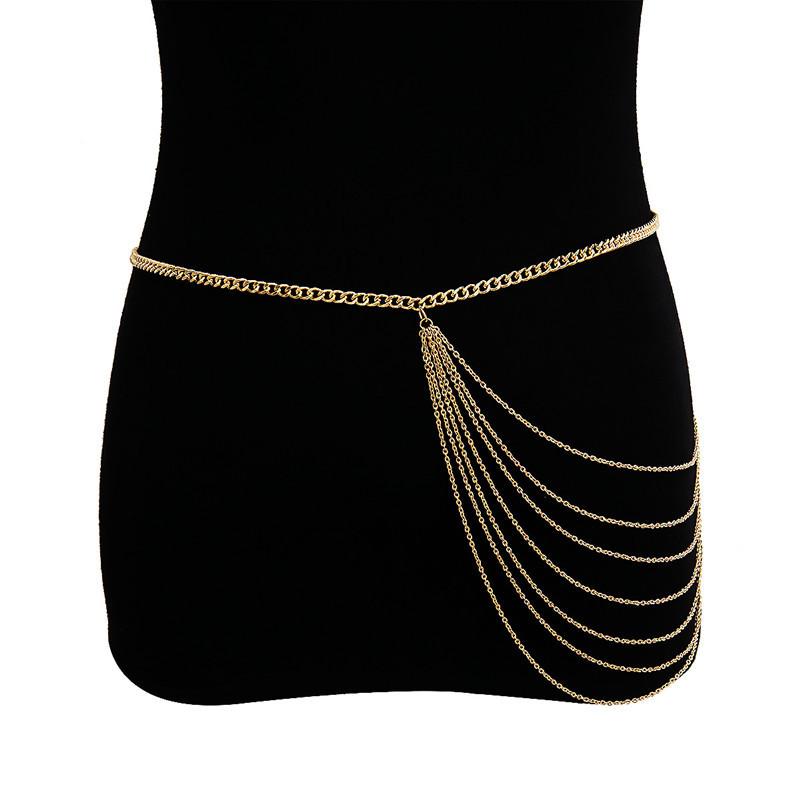 Multi Layer Waist Chain Belt For Women Hiphop Dress Jeans Belts Belly Chain Dress Body Belt Jewelry
