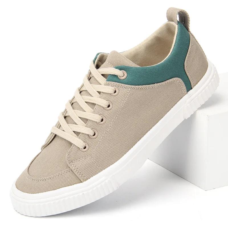 Fashion Men's Sneakers Spring Canvas Shoes Breathable Lace Up Casual Men Versatile Flat Bottomed Cloth Shoes Anti Skateboard Shoes Tenis