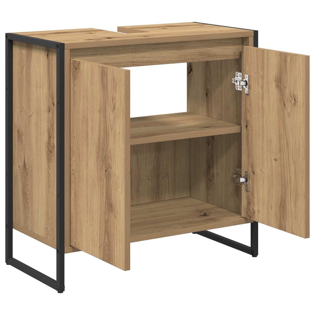 Bathroom Cabinet with Door Rustic Oak Finish 60 X 30 X 60 Cm