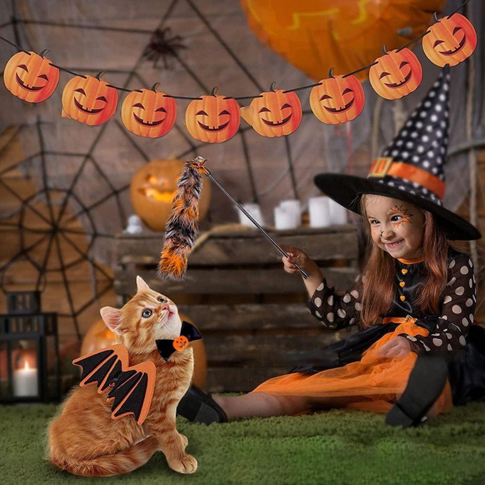 Bowknot Cat Bat Transformation Costume Non-woven Pet Halloween Costume Pet Bat Wings  Cosplay