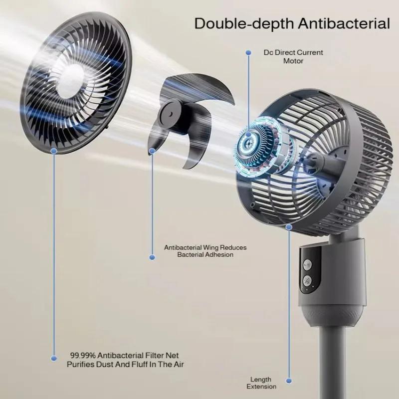 Household Floor Fan Three-speed Wind Silent Electric Fan Floor High Wind Air Circulation Fan Dual-purpose Fan With Universal Head