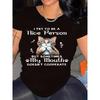 Cat Print T-Shirt, Casual Crew Neck Short Sleeve Top for Spring & Summer, Women's Plus Size Clothing