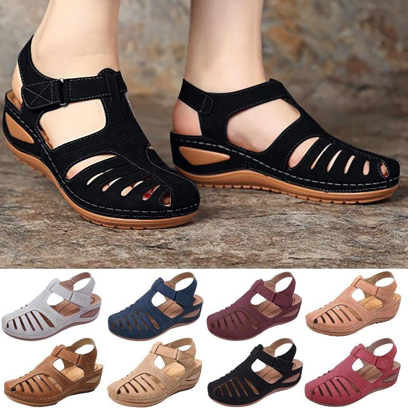 Woman Sandals Summer Vintage Wedge Sandals Casual Cutout Loophole Women Shoes Female Ladies Platform Retro Sandalias Plus Size