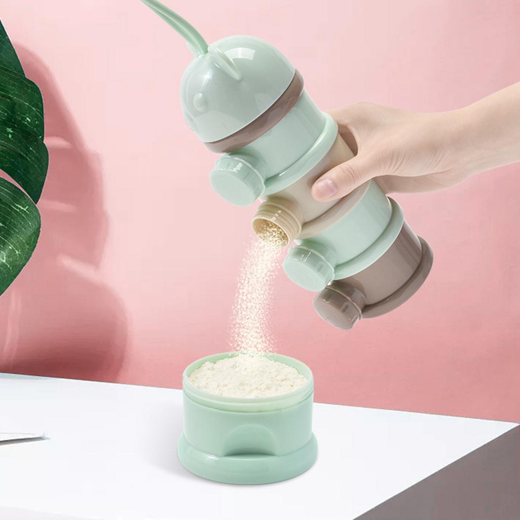 Milk Powder Dispenser 4 Layers Large Capacity Odorless Portable Baby Formula Snack Container with Side Opening Green