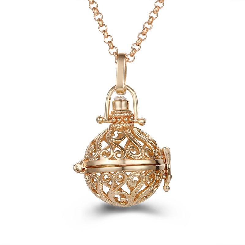 Popular Multi Styles Hollow Vintage Necklace Jewelry Music Ball Pregnancy Bell Necklace Aroma Essential Oil Locket Pendant