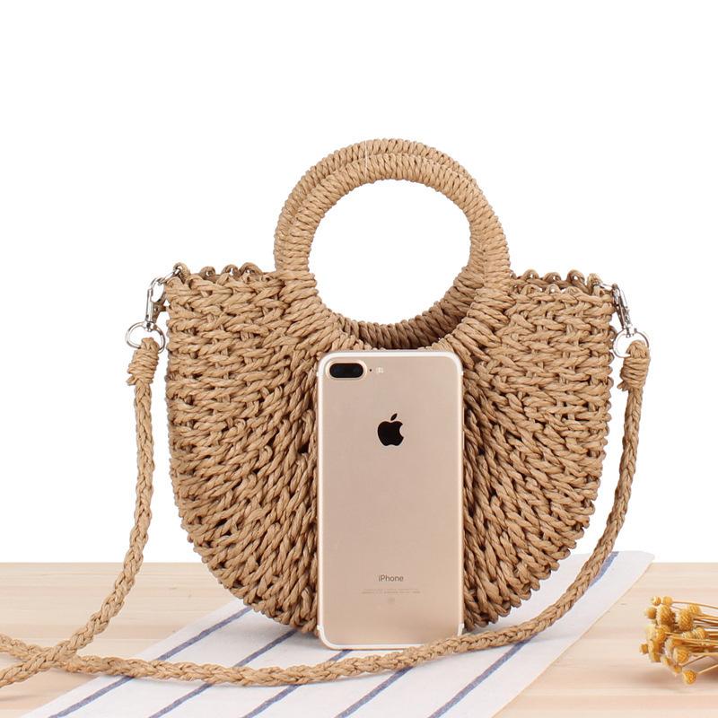 Simple Style Popular Semi-circular Paper Rope Woven Bag Beach Hand-woven Bag Vacation Women's Bag