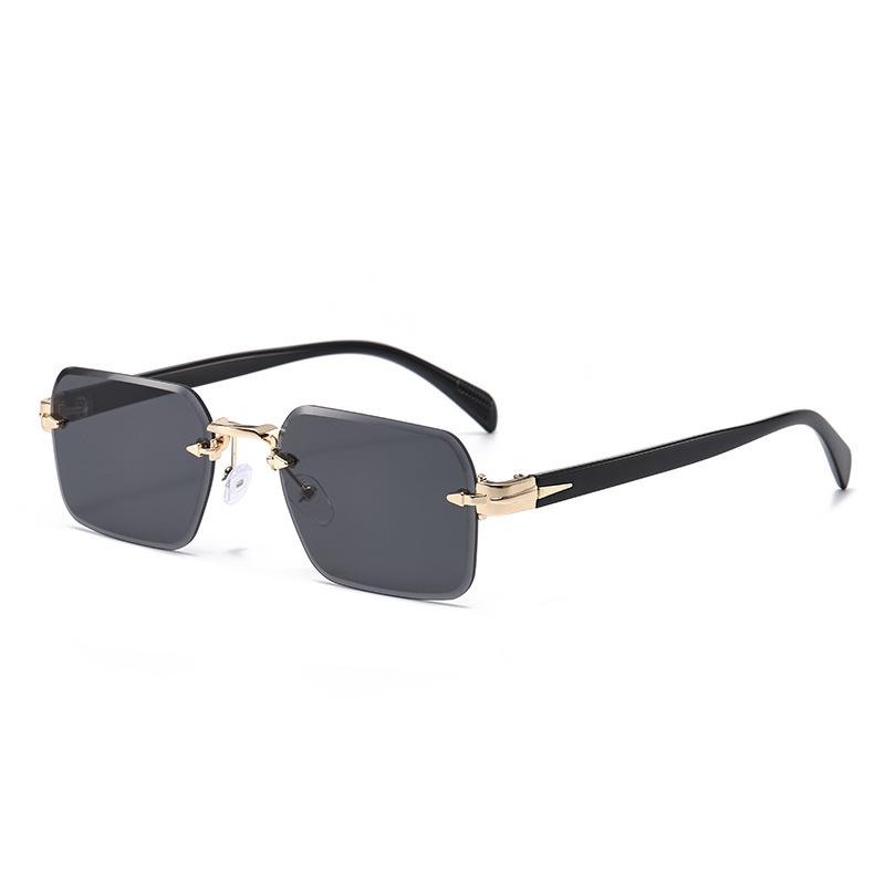 Rimless Sunglasses Men Fashionable Rectangular Popular Women s Sunglasses Square Frame Sun Goggles Travel Rimless Black Glasses