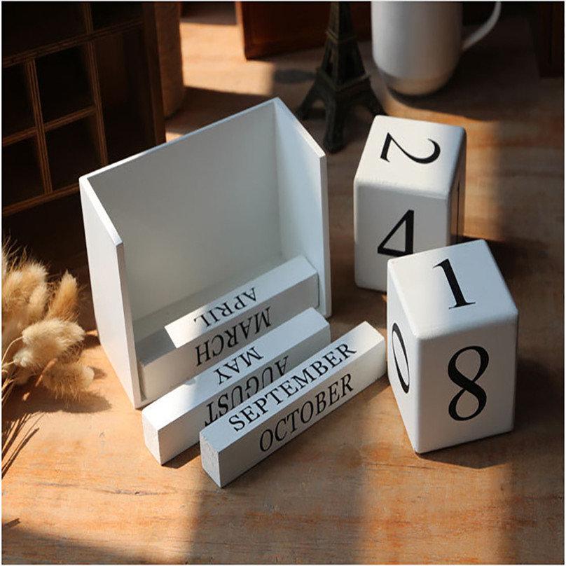 Calendario decorativo nordico bianco nero in legno semplice fai-da-te blocchi di legno decorazione per la casa