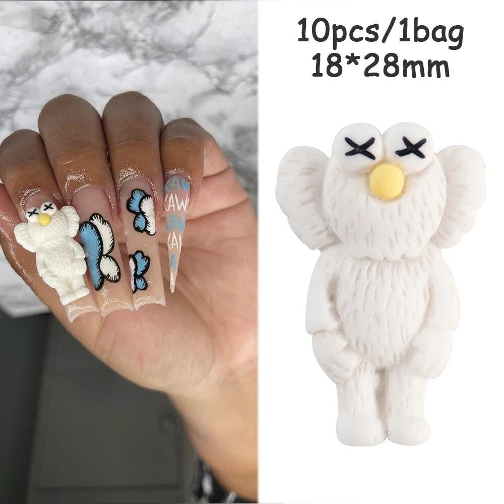 10 шт., кавайные украшения для ногтей с персонажами, 18*28 мм, с плоской задней частью, большие смоляные детали мультфильмов, большие подвески с уличными персонажами, декор для ногтей Y2K