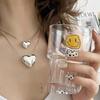 Silver color Heart Choker Necklace For Women  Smiple Geometric Fine Jewelry Wedding Party Birthday Gift