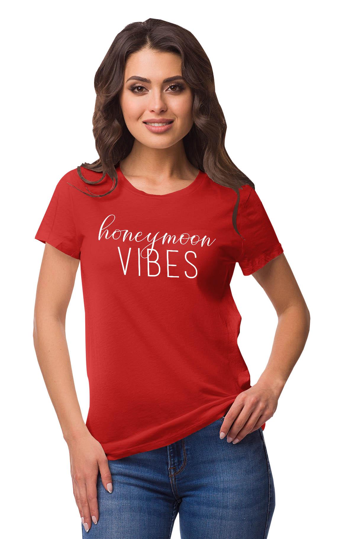 

Inkdotpot Honeymoon Vibes Shirt Bride Bachelorette Party Shirts Bridal T-Shirt Wedding XS червоний