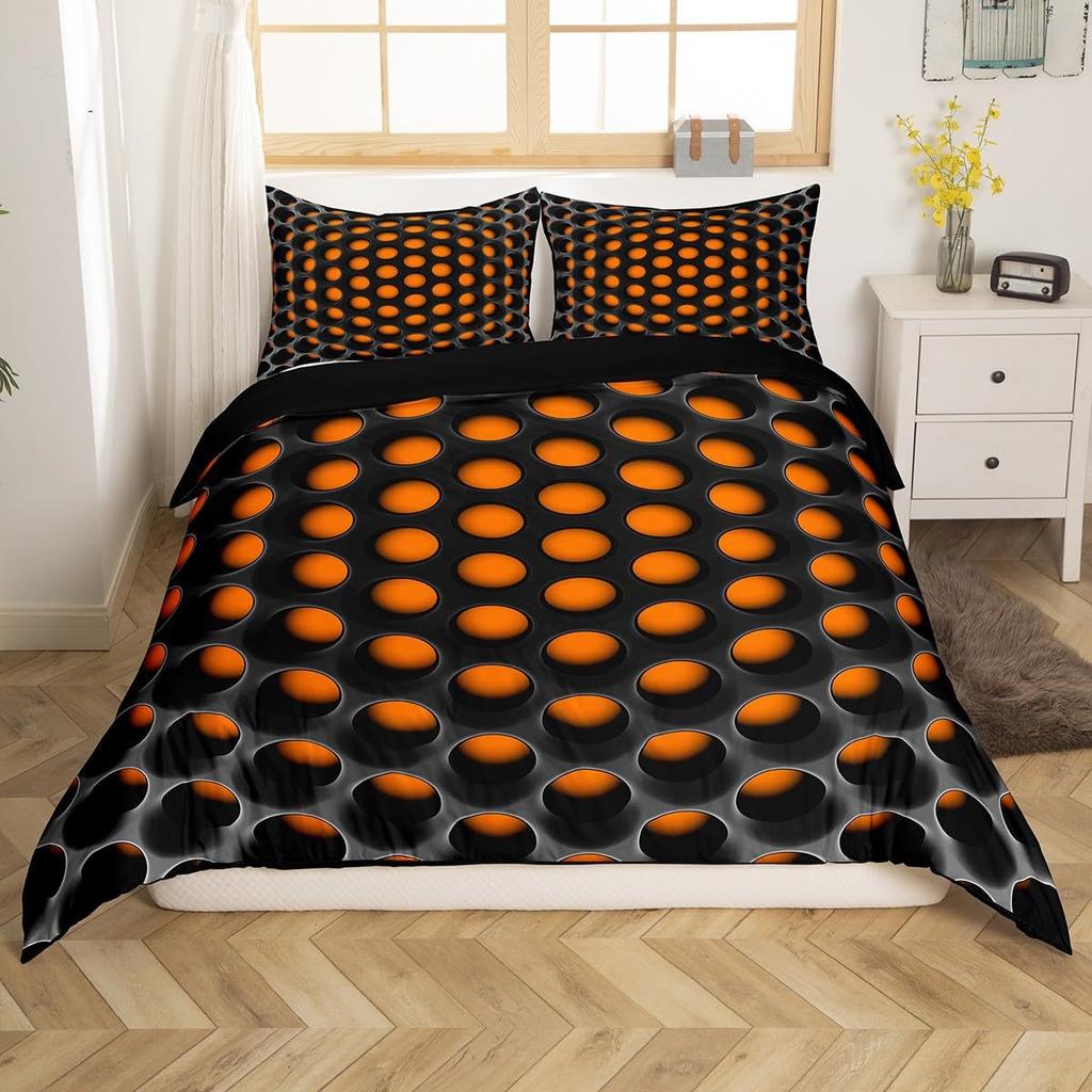 Abstract Honeycomb Coal 3D Digital Printing Three-Piece Set, Duvet Cover, Bedding Set With Pillowcase