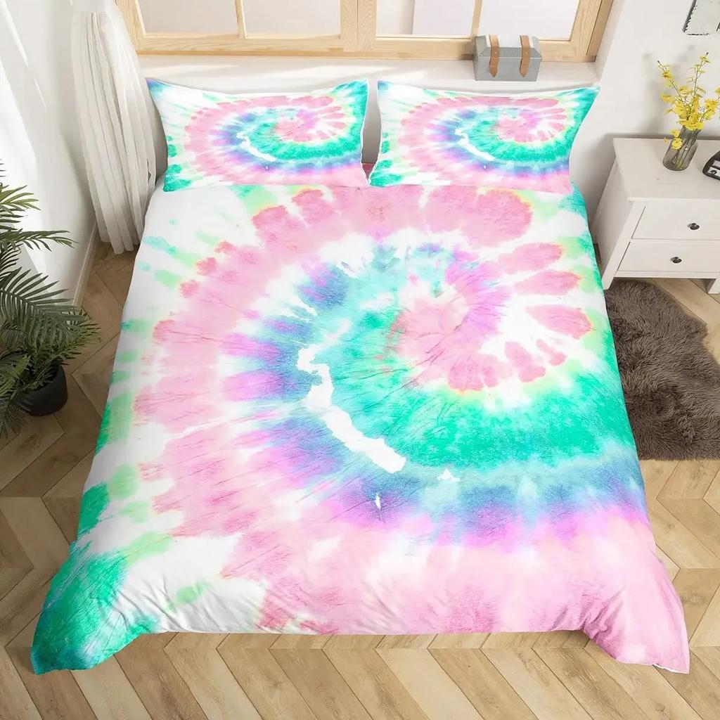 Totenkopf Bettbezug Goldene Krone Bettwäsche-Set, 3D-gedruckter Halloween-Totenkopf mit zwei Schönheiten Bettbezug-Set, Krone Bettdeckenbezug