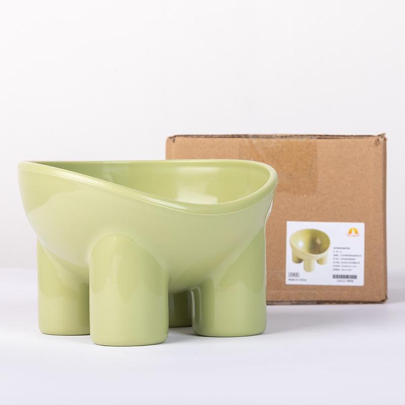 Pet Supplies Macaron Color Elephant Leg Bowl - Anti-Spill Slanted Mouth Cat Bowl with Neck Protection.