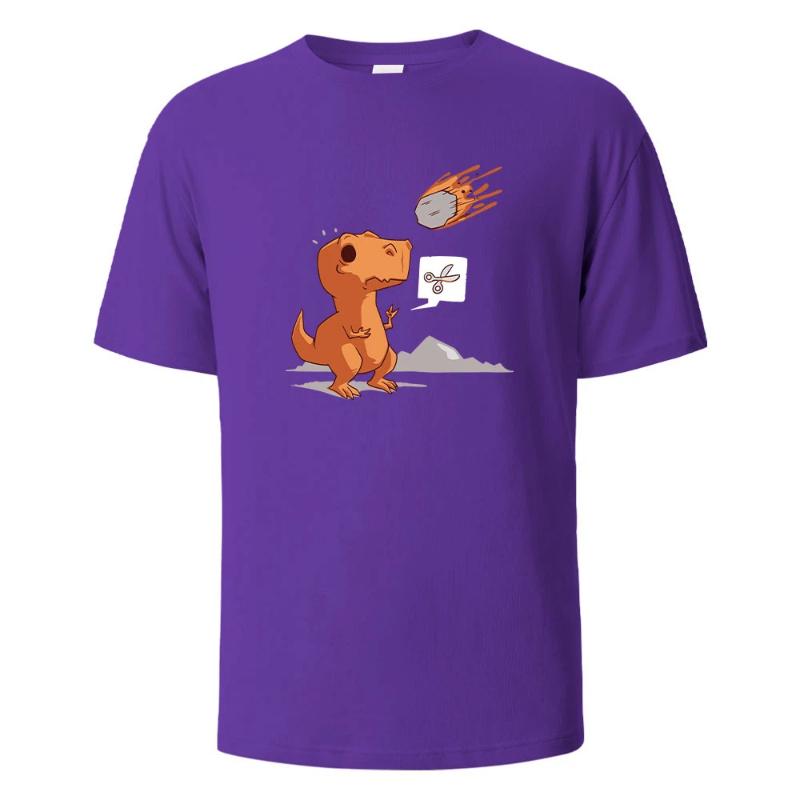 Dinosaurier und Meteorit Aufdruck Streetwear T-Shirt Lässige Kurzarm Oberteile Sommer T-Shirts Für Männer Frauen Baumwolle Rundhals Oversize