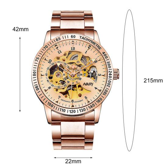 JewelryWe Orologio Meccanico Automatico Uomo: Cassa In Bronzo Antico 43mm, Quadrante Scheletrato, Cinturino In Pelle, Riserva Di Carica 36h, Impermeabile 3ATM