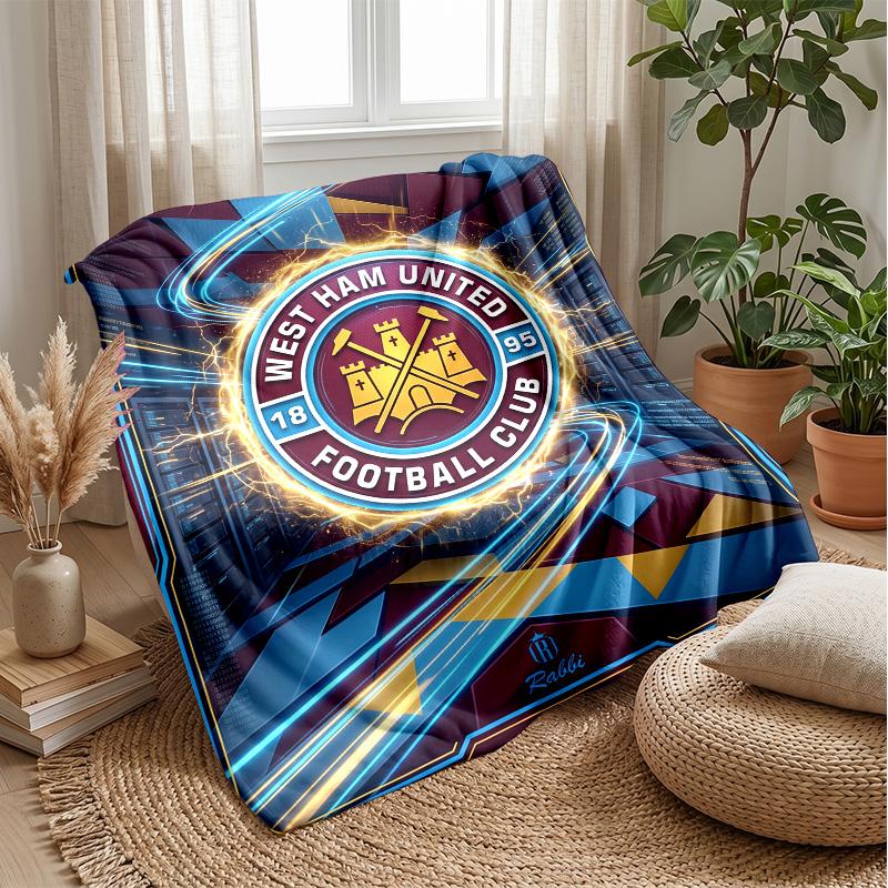 Coperta in Flanella con Stampa West Ham United, Morbida Calda Leggera Coperta da Divano Letto Campeggio