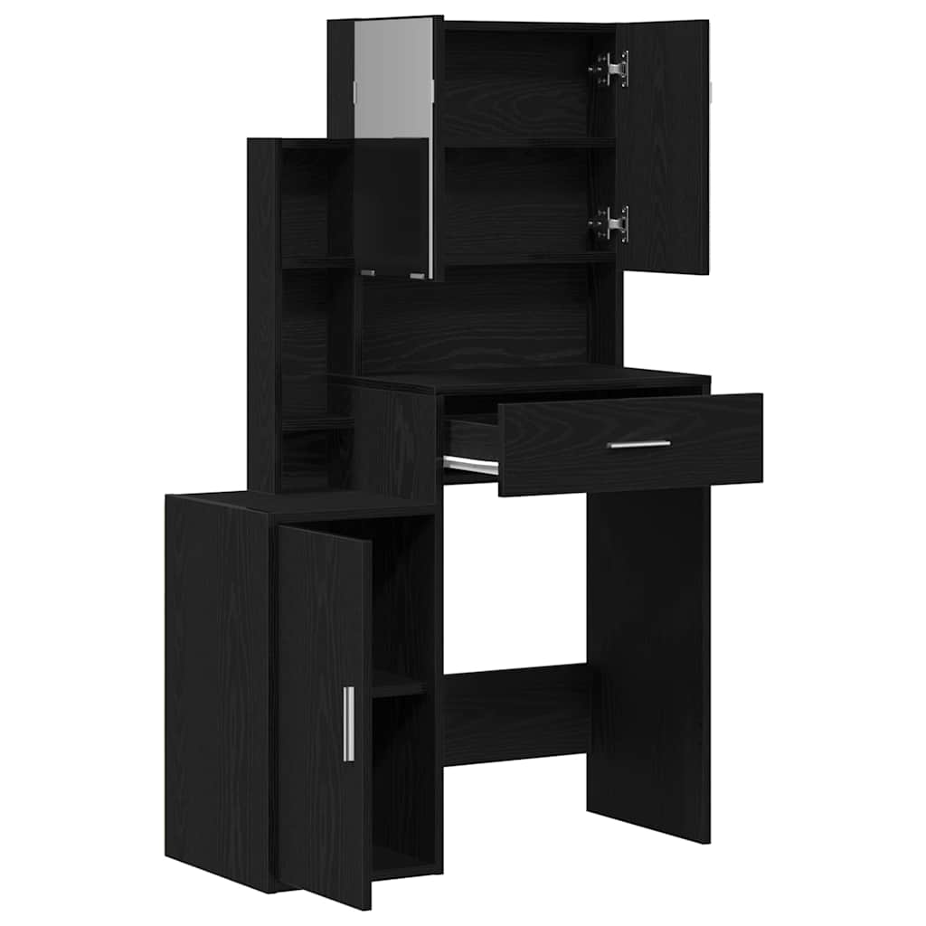Makeup Table with Shelf Black Oak Look 80 x 35 x 132 cm