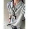 American front shoulder long-sleeved polo shirt men's and women's autumn and winter sweater lapel inner bottoming shirt