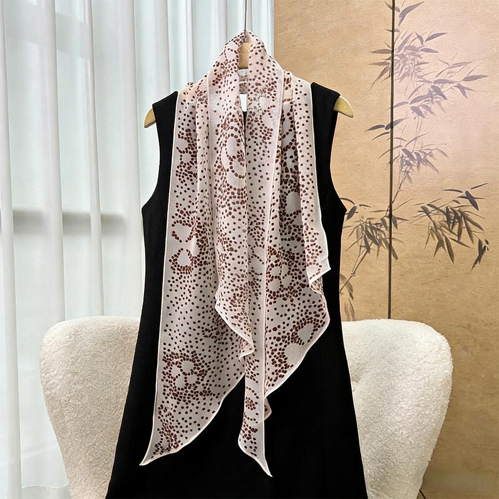2026 new silk scarf spring and autumn georgette thin long yarn scarf scarf women s summer streamer belt thin scarf 30*160