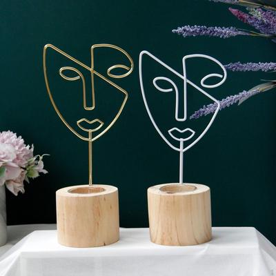 Iron Wooden Light Candle Holder Modern Candlestick Display Stand Home Table Party Centerpiece