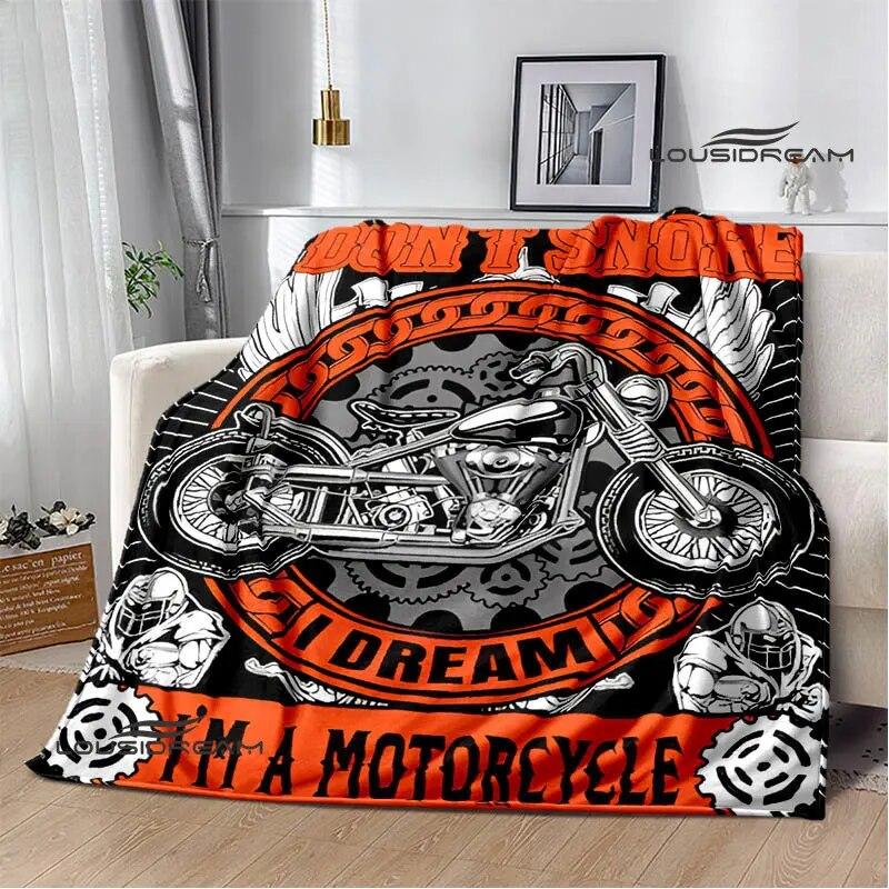 Motorcycle Retro Printing Blanket Flange Warm Blanket Soft and Comfortable Blanket Picnic Blanket Bed Linings Birthday Gift
