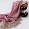 Luxury Embroidered Lace Hijab Scarf Women Plain Color Chiffon Scarf Hijab Headband Female Islamic Head Cover Wrap Shawl