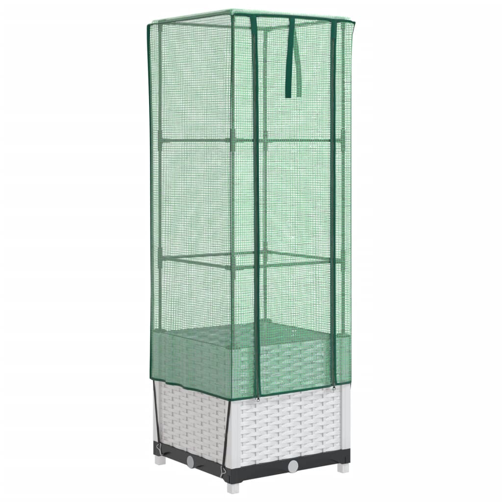 Vidaxl Raised Planter with Greenhouse, Rattan Look, 40X40X139 Cm