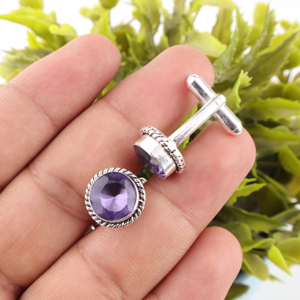 Iolith Edelstein 925 Sterlingsilber Handgefertigter Schmuck Herren Manschettenknöpfe 0,51" Zum Geschenk CL-3-5