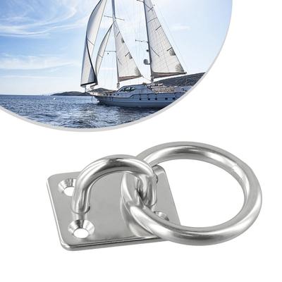 1pcs Marine Eye Plate With Ring Stainless Steel 6mm Shipboard Eye Plate With Ring Square Shape Ship Hardware Accessories
