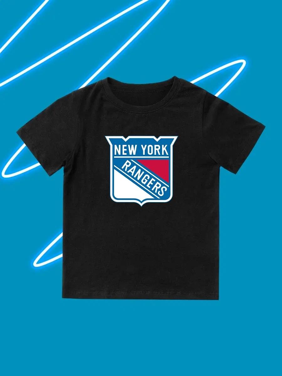 Round Neck Printed Pattern Pullover Short Sleeve Kids Tops New York Rangers 140