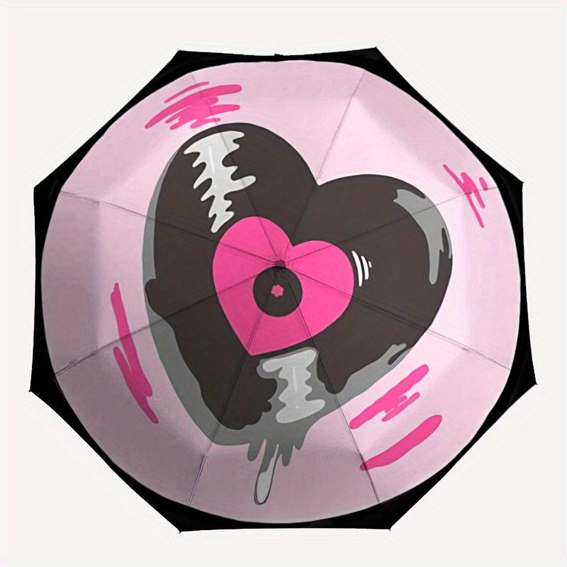 

1pc Heartbeat Love Automatic Open/Close Umbrella, Portable Folding Umbrella for Travel, Themed Events, It is suitable as a gift for various festivals,