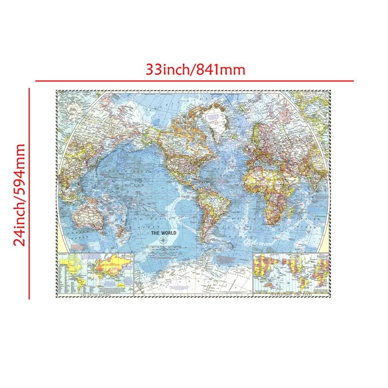 -MAP- World Map (1960) World Map Poster Prints Wall Posters,Tourism/Educational Tool,Decorative Hanging Picture