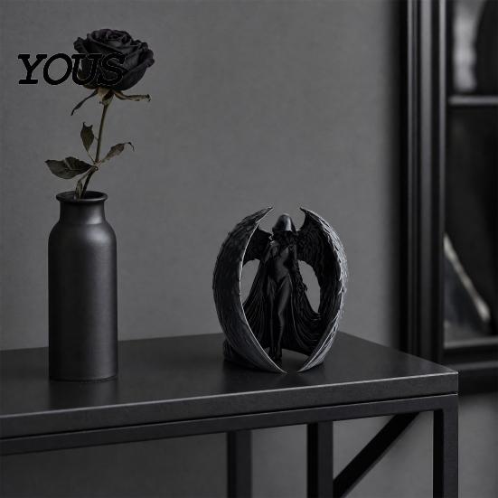 Dark Goddess Decor 3D Printed Figurine, Vintage Gothic Winged Women Ornament Statue, Desktop Decoration for Home Office Living Room