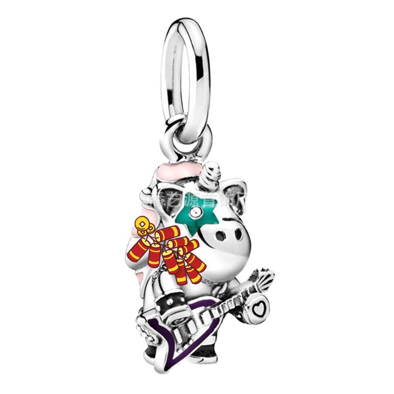 S925 White Copper Cartoon Animal Pendant Beads for DIY Bracelets and Necklaces