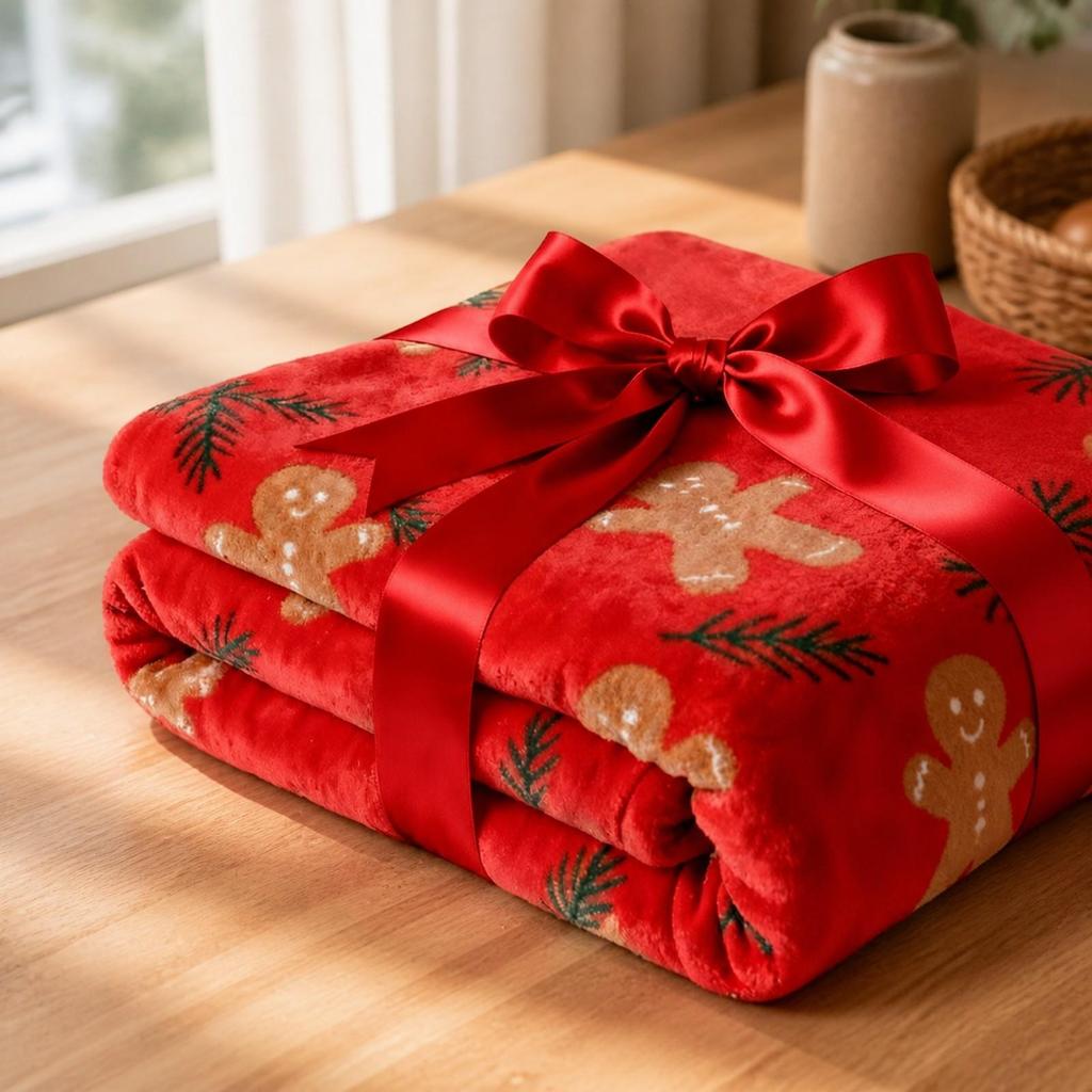 Christmas Gingerbread Throw Blanket Cozy Man Soft