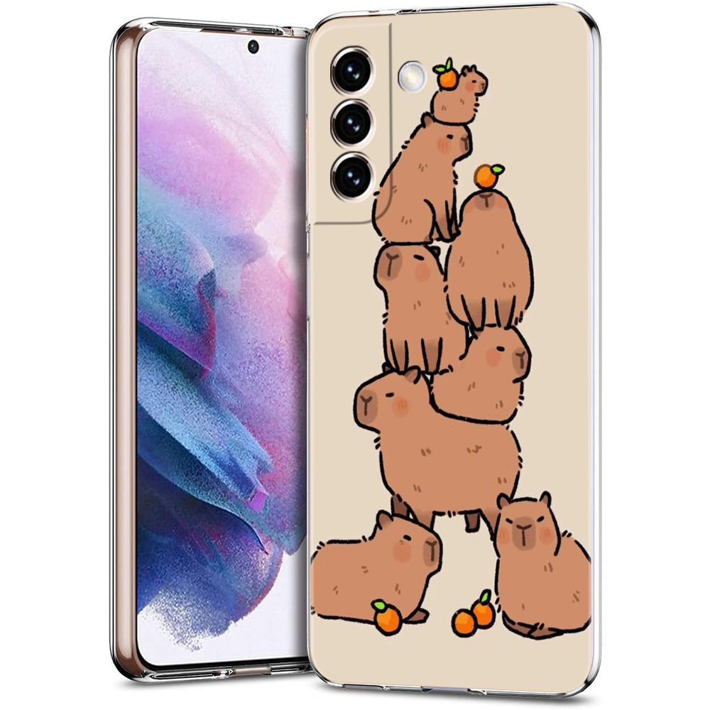 Funny Cartoon Capybara Phone Case For Samsung Galaxy S25 S23 S24 S22 Ultra Plus Transparent Cover For Galaxy S24+ S23+ S25+ S22+
