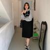 2023 Autumn/Winter Women's Plus Size Velvet Hooded Sweatshirt Dress - Loose, Lazy Style, Over-the-Knee Skirt, Slimming Fit