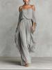 DM092 Amazon Unabhängige Station 20206 Neues Träger-Off-Shoulder Elegantes Blusenoberteil mit Chiffon Asymmetrisch Lang