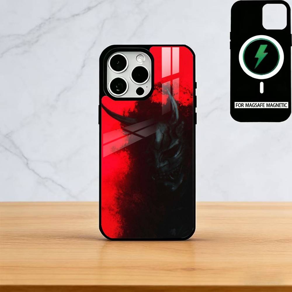 Japan Ghost Face Samurai Phone Case For iPhone17,16,15,14,13,12,11 Plus,Pro Magnetic with Magsafe Wireless Charging