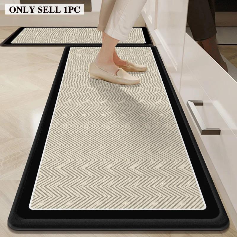 Kitchen Floor Mat Non-slip Stain-resistant Wear-resistant Carpet Black and White Geometric Pattern Long Rug Home Decoration Rugs