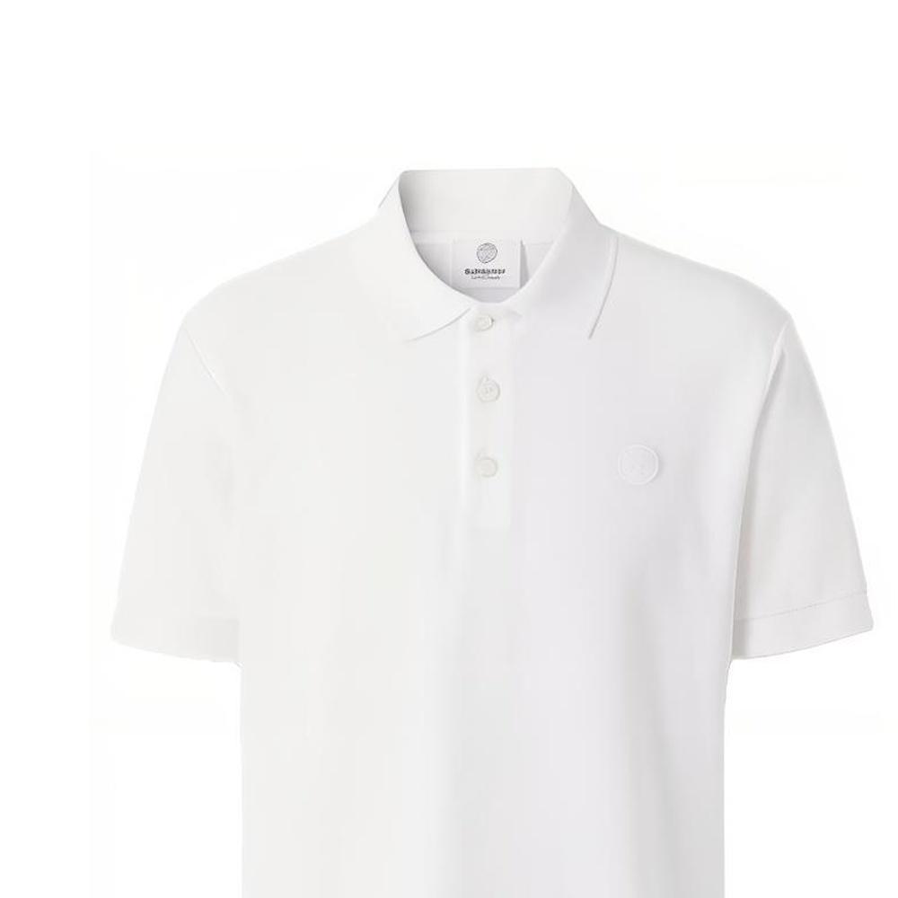 Men's Burberry SS21 Pattern Cotton Short Sleeve Polo Shirt White 80431231