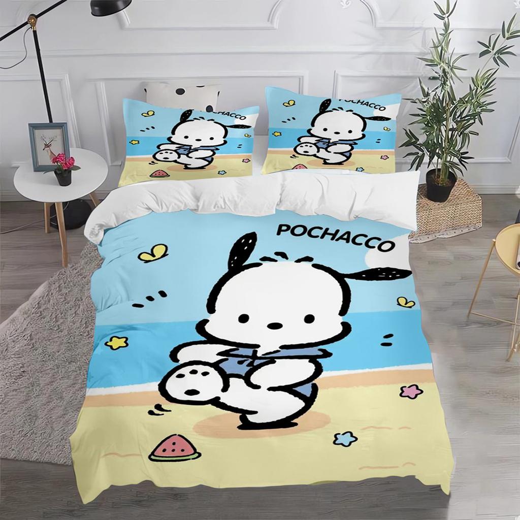 Pochacco Sanrio Quilt Cover Cartoon Puppy Anime Duvet Printed Comforter 100% Polyester Bedding Twin Size Children Gift