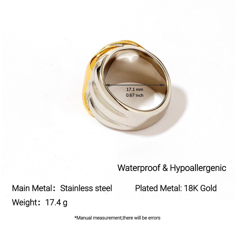 Ying Tai 18k Gold-Plated Titanium Steel Geometric Ring for Women - Light Luxury, High-End, Colorfast Size 7