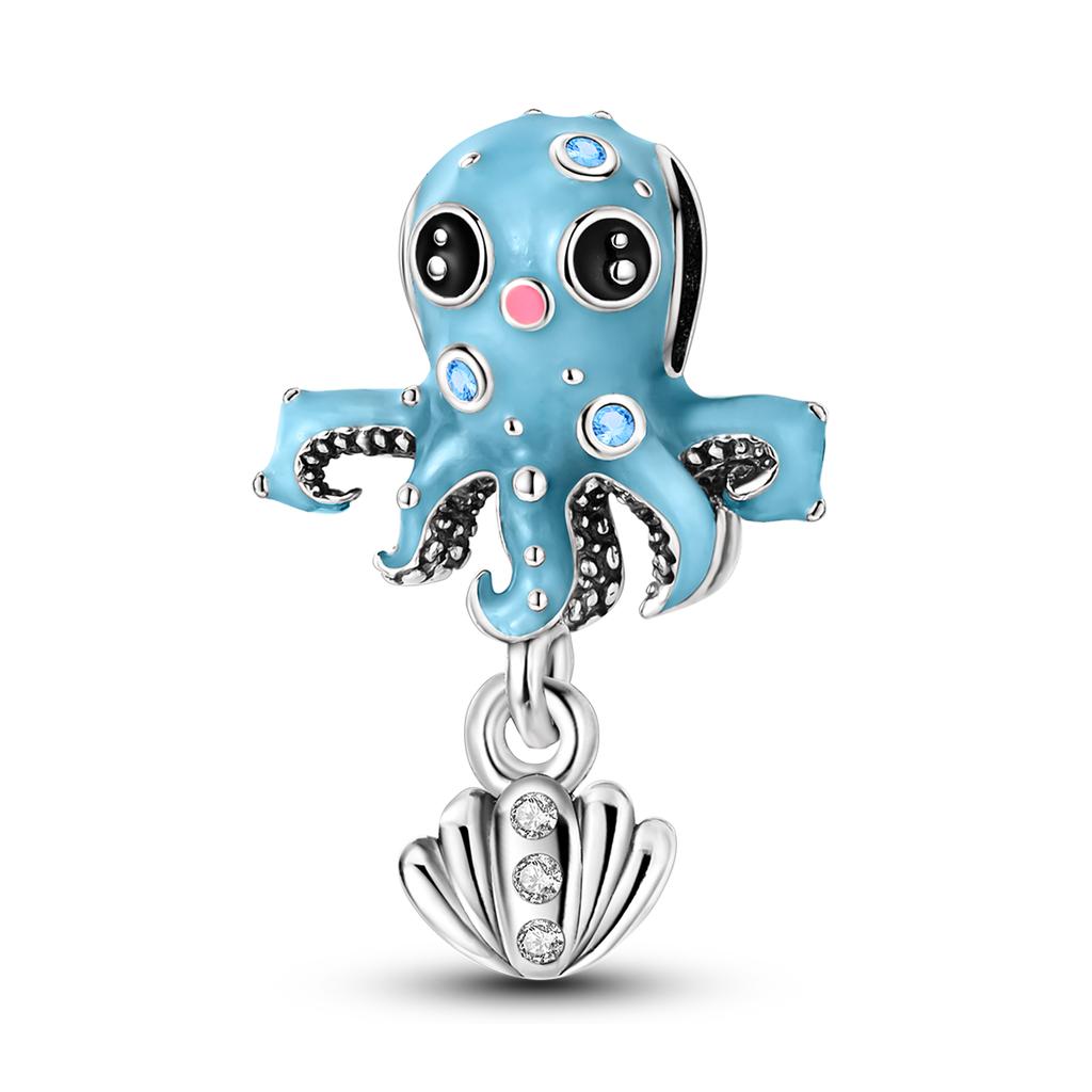 Choice Authentic Accessories Bracelets Sapphire Charm Bead Charms Bead Charms Genuine copper Blue Color Inlaid Zirconium Dangle Do It Yourself Jewelle