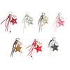 Keychain Pendant Matte-Glossy Finish Imitation Leather Five-Pointed Star Key Chain with Metal Heart Buckle