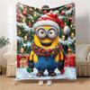 1Pc Christmas Minions Snowscape Blanket Soft Throw Blanket For Home Bedroom Bed Sofa Travel Office Solid Christmas Blanket