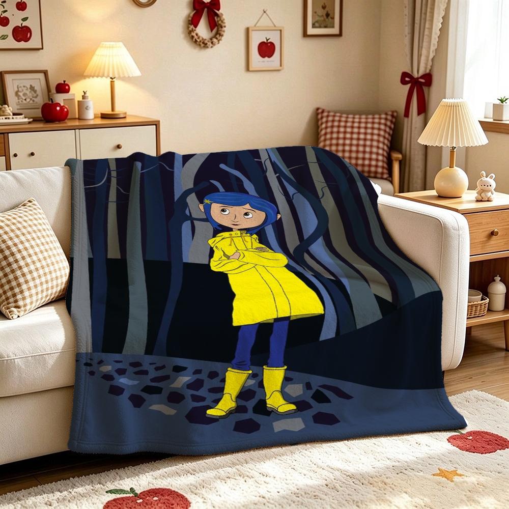 Mysterious Stop Motion Fantasy World Coraline Flannel Printed Blanket Thick Soft Fleece Blanket For Camping Travel Home Decor Holiday Gift