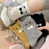 1 Pair Warm Socks Sweat-Wicking Cartoon Cat Autumn Winter Mid Tube Cute Floor Socks