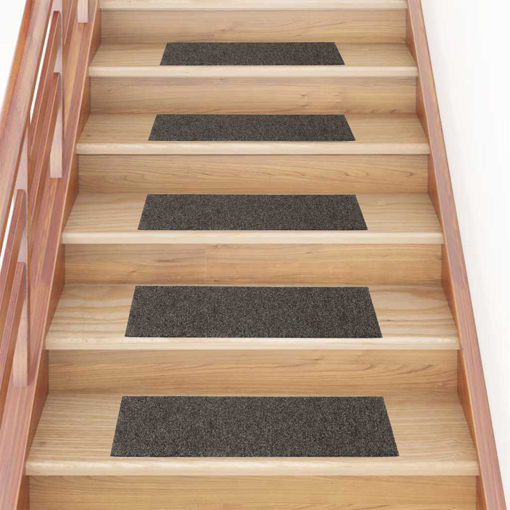 Self Adhesive Step Mats 15 Pcs 76 X 20 Cm Anthracite Rectangular